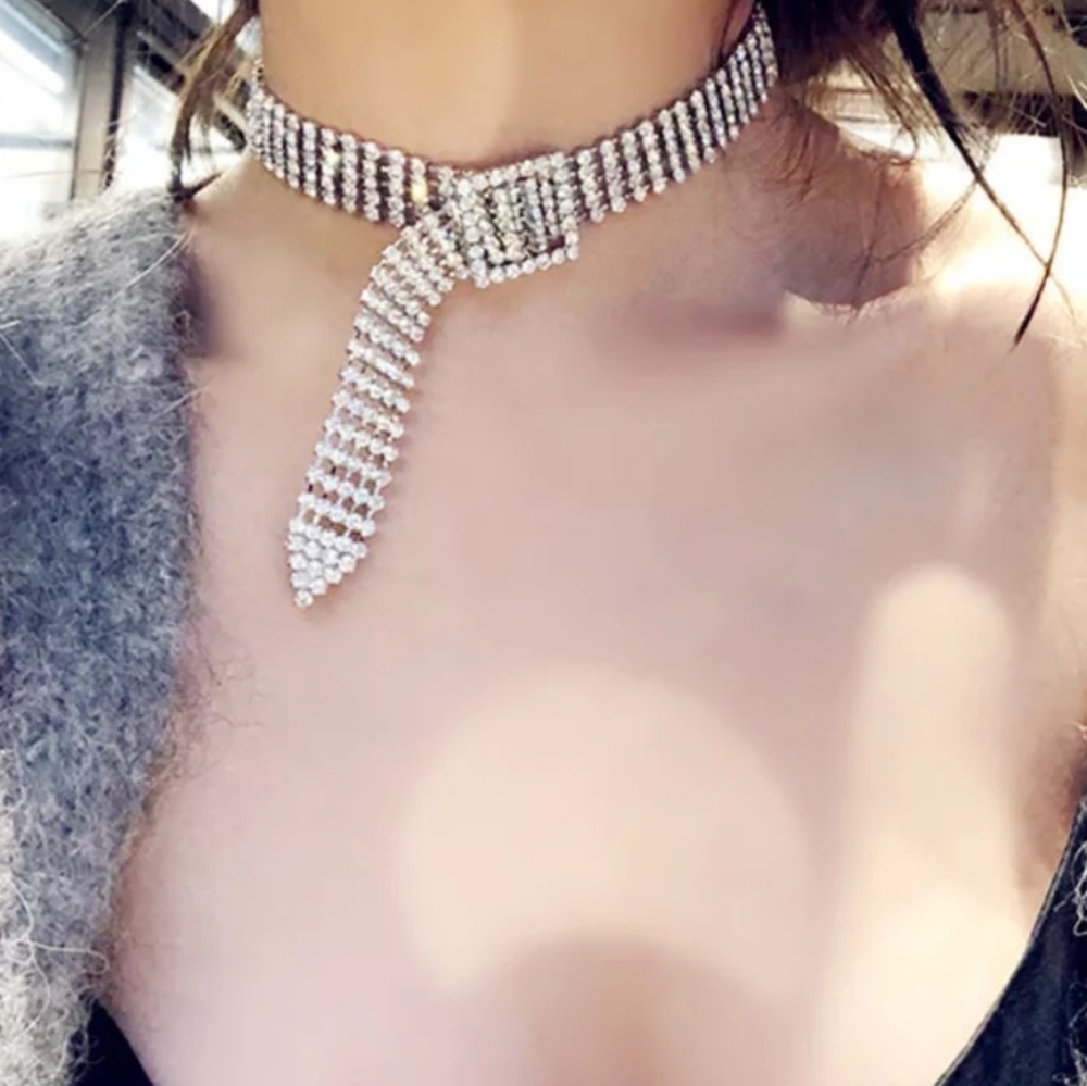 🔥LAST 1🔥NEW RHINESTONES CRYSTAL CHOKER/BRACELET - Picture 2 of 7